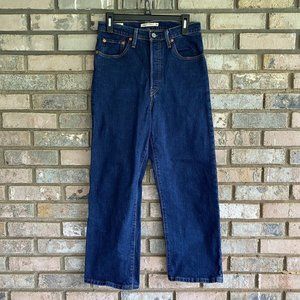 Levi's Ribcage Straight Ankle Jeans 72693 Life’s Work Dark Wash Size 30 Button